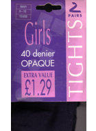 Girls 2 paires opaque 40 den